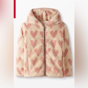 Hanna Andersson print marshmallow fleece jacket hearts size 8